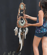 Healing crystals decor Dreamcatcher white, Neutral decor Large dream catcher, healing and holistic decor, Mindfulness wall art, healing gift ArMoniZar